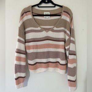 Abercrombie & Fitch Pink, Brown and Mauve Striped Sweater